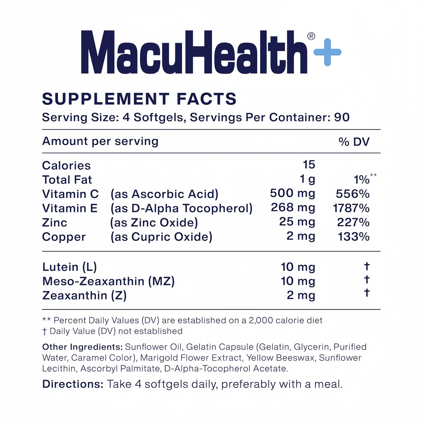 Macuhealth Plus+ Eye Vitamins Supplement for Adults - 90 Day Supply with Lutein, Zeaxanthin, and Meso-Zeaxanthin - Unflavored, Vitamin for Eyes