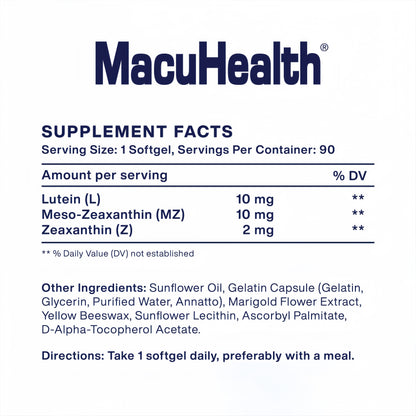 Macuhealth Triple Carotenoid Formula - Eye Vitamins for Adults - 90 Softgels, 3 Month Supply